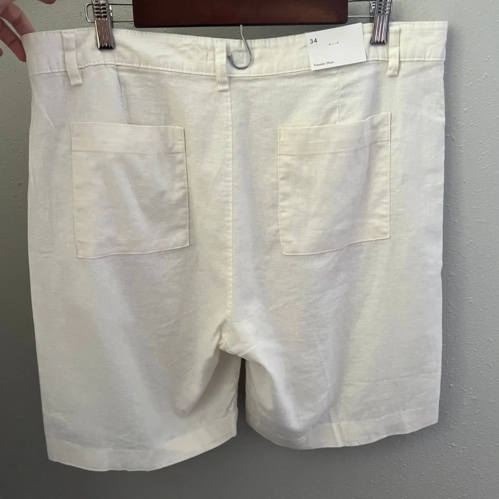 ONIA Traveler Straight Leg Linen Blend Shorts Size 34 New